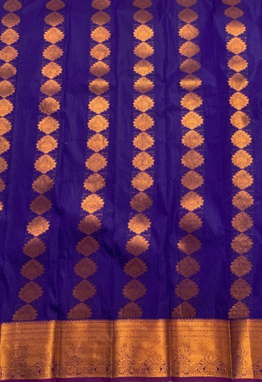 Violet shade saree with Copper Border