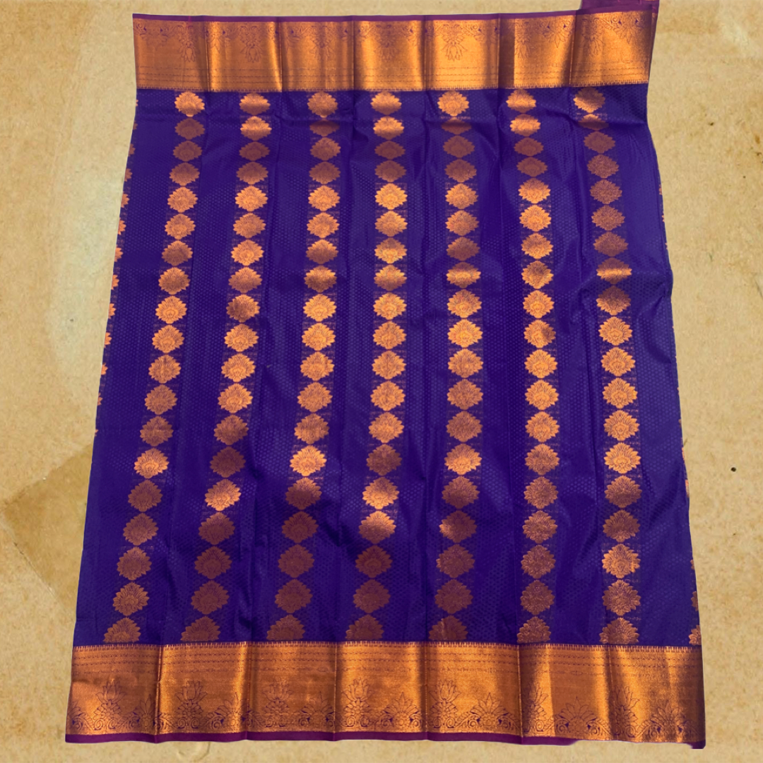 Violet shade saree with Copper Border