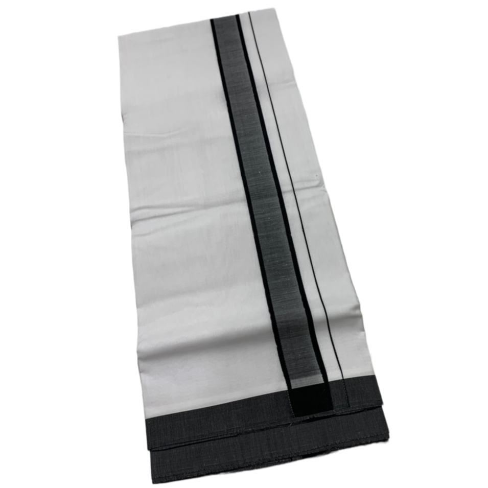 White Cotton Dhoti with Large Black border.