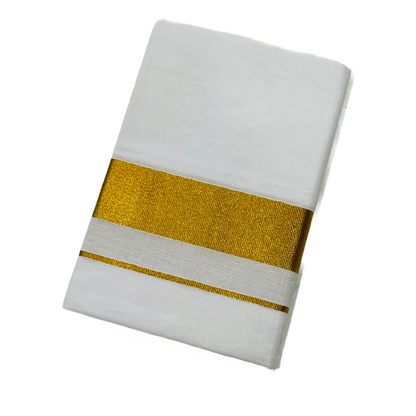 White Cotton Dhoti with Large Golden Border