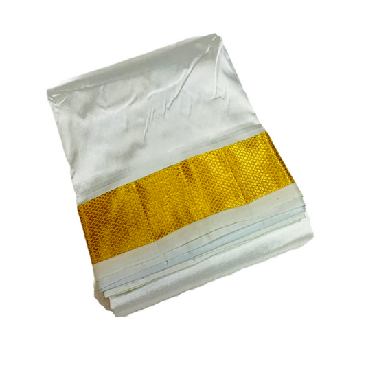 Pure Silk Dhoti 8 Mulam White Small Border