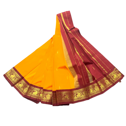 Kanchipuram Silk Saree with Mango Yellow Colour