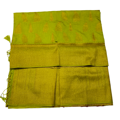 Yellow Green shade kuberra pattu with Golden Pallu