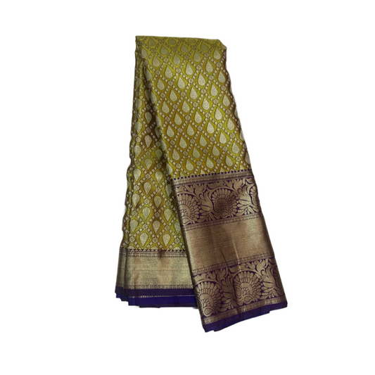 Vegan Silk Saree Canary yellow Colour