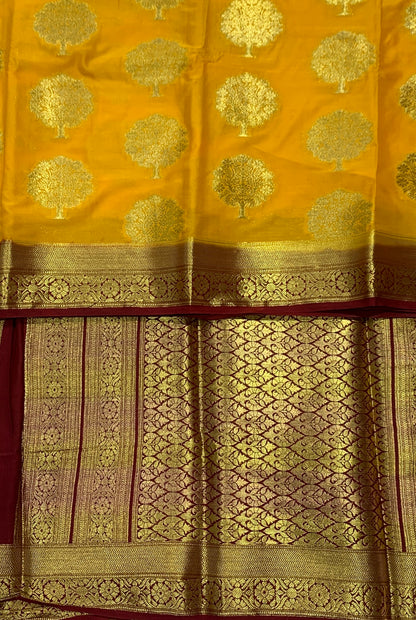 Crepe Saree Yellow Colour