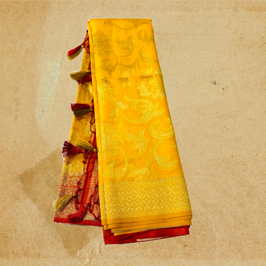 Banaras Saree Yellow Colour