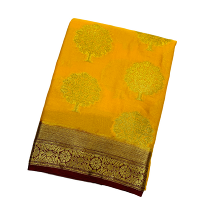 Crepe Saree Yellow Colour