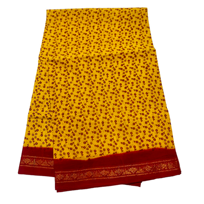 Chettinad Sungudi Cotton Yellow Printed Saree