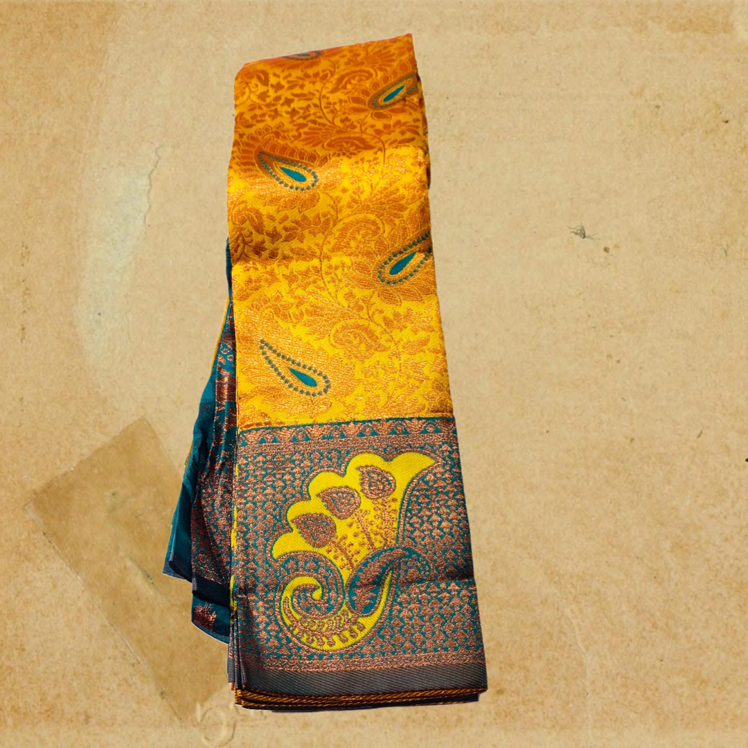 Art Silk Saree Yellow Colour