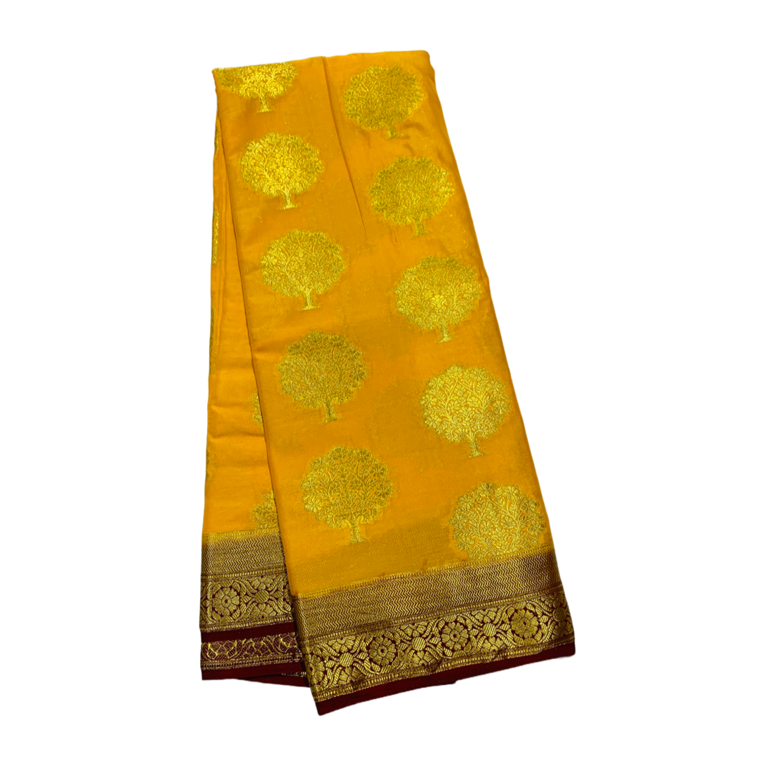 Crepe Saree Yellow Colour