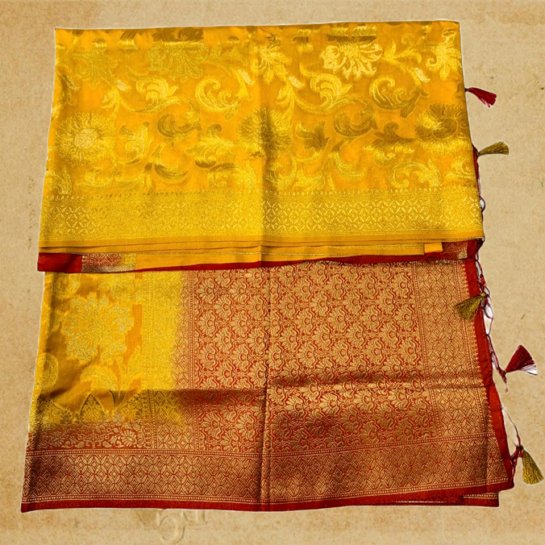 Banaras Saree Yellow Colour